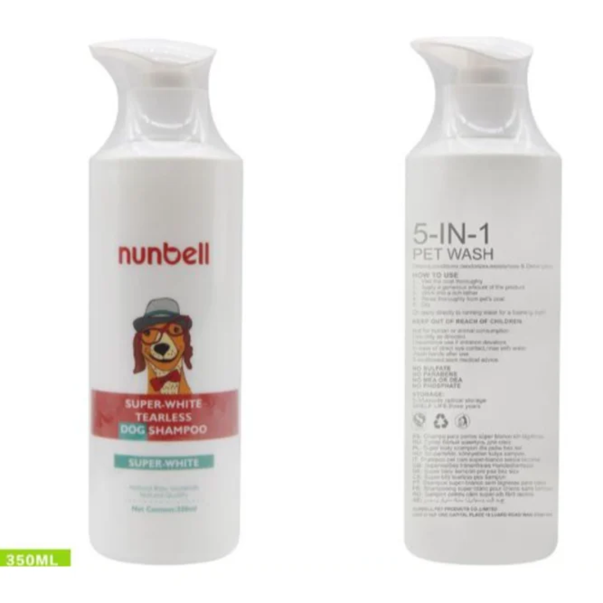 Nunbell Super White Tearless Σαμπουάν Κατοικιδίων για Λευκό Τρίχωμα – 350ml 34014 - Image 2