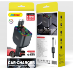 Andowl Q-C98 Bluetooth Transmitter Αυτοκινήτου με 2 Πτυσσόμενα Καλώδια Φόρτισης (Type-C & Lightning)