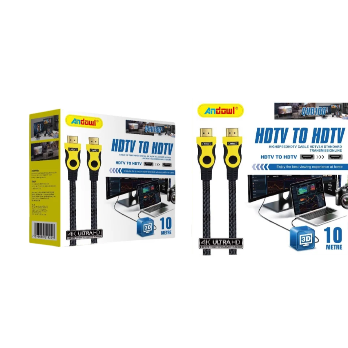 Andowl QHD100 Καλώδιο HDTV to HDTV 10m – Υψηλής Ποιότητας Μετάδοση 4K
