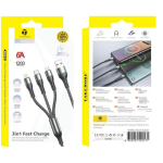 Takemore BA22 3-in-1 Καλώδιο Γρήγορης Φόρτισης & Δεδομένων – 6A SuperFast – 120cm – Μαύρο