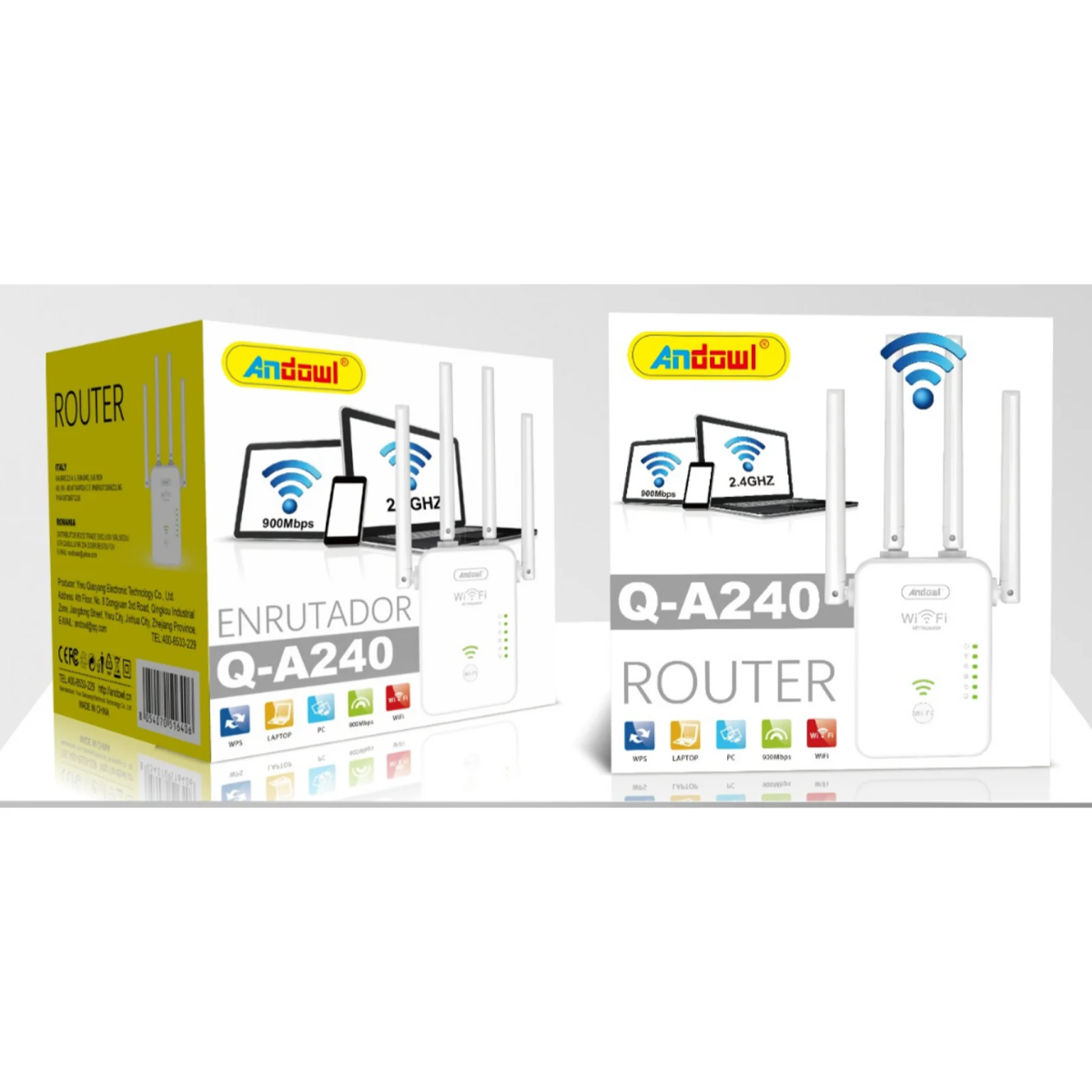 WiFi Repeater Andowl Q-A240 Dual Band 2.4G/5G – 900Mbps με 4 Κεραίες & WPS, Λευκό