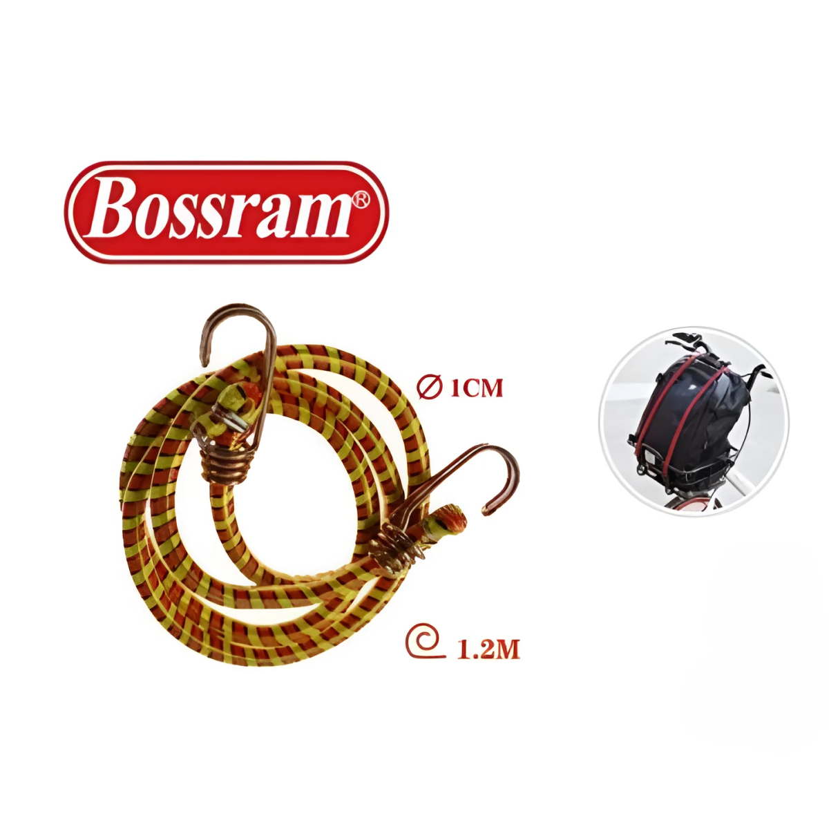 Bossram Χταπόδι Μονό Ελαστικό Με Γάντζους 1x120cm – Ιμάντας Πρόσδεσης Φορτίου 639355