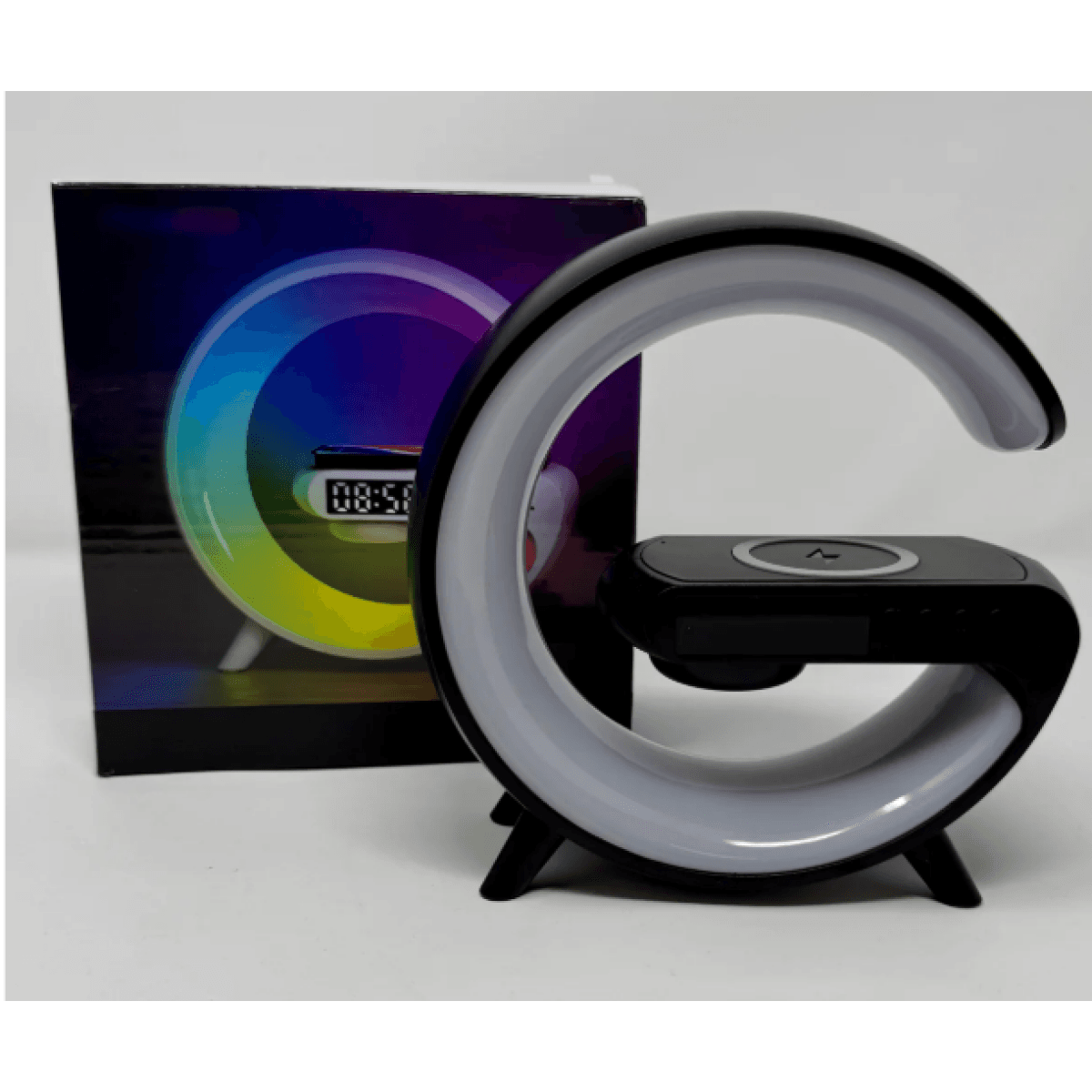 G63 Μίνι Ηχείο Bluetooth με Ρολόι, Ασύρματο Φορτιστή 15W και Φωτιστικό LED RGB – Μαύρο