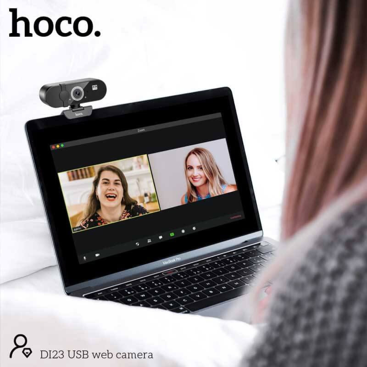 Hoco DI23 Web Camera 2K με Περιστροφή 360° και Ενσωματωμένο Μικρόφωνο – Μαύρη