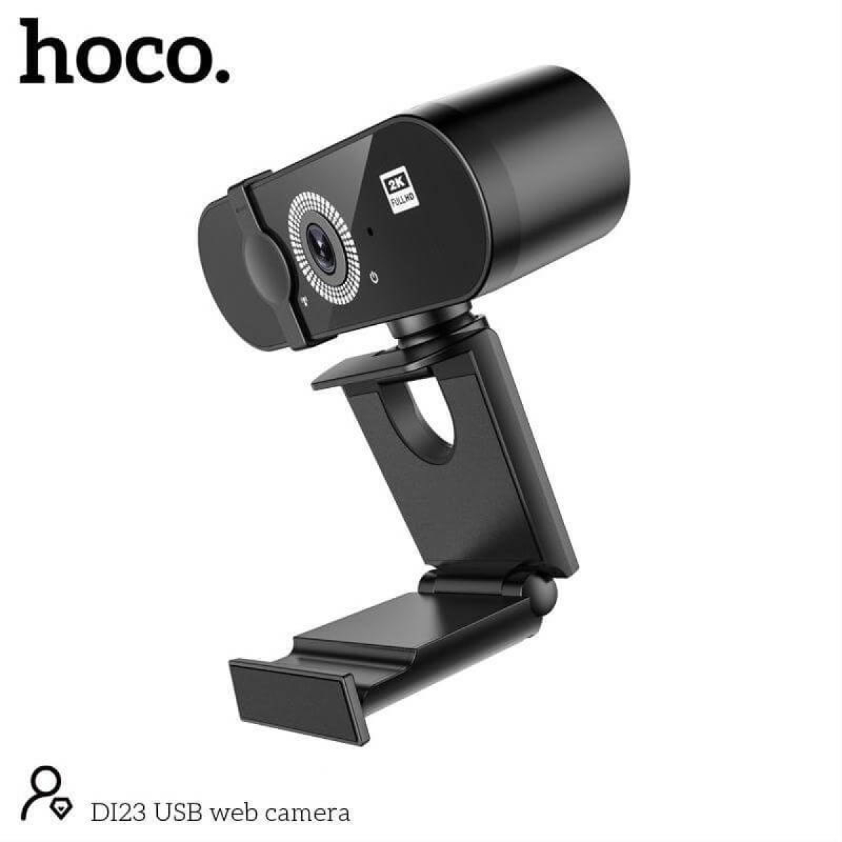 Hoco DI23 Web Camera 2K με Περιστροφή 360° και Ενσωματωμένο Μικρόφωνο – Μαύρη