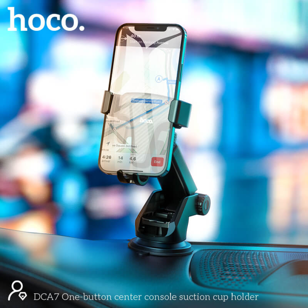 Hoco DCA7 Βάση Κινητού Αυτοκινήτου με Ρυθμιζόμενα Άγκιστρα – Μαύρη