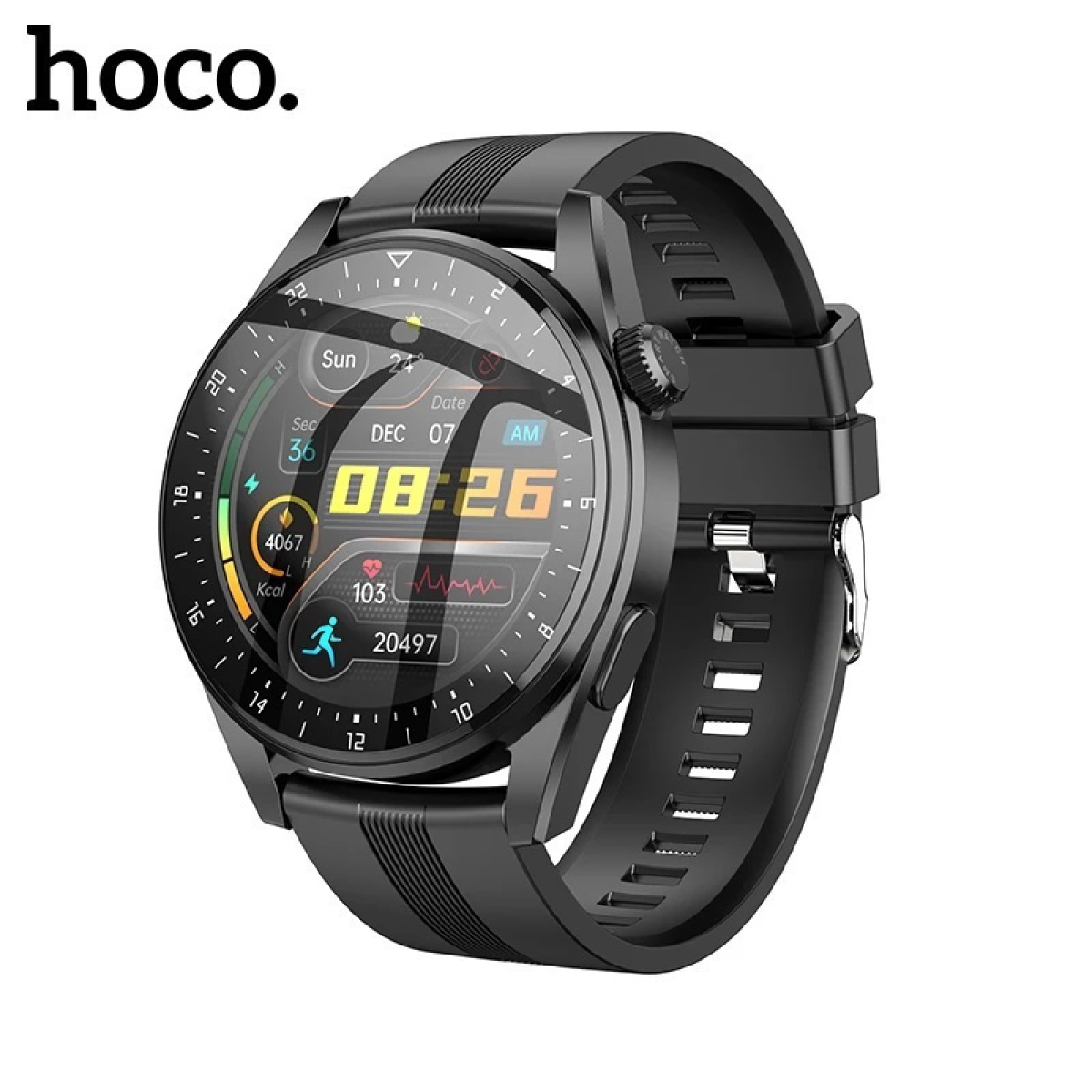 Hoco Y9 Smartwatch με 13 Αθλητικές Λειτουργίες και Παλμομέτρηση - Μαύρο