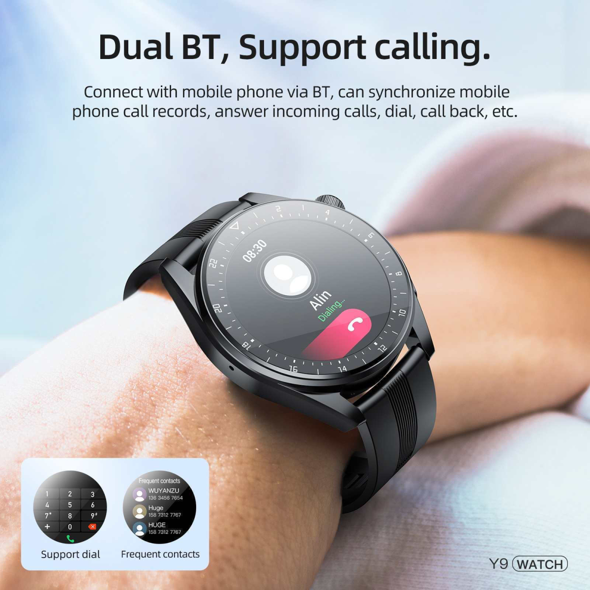 Hoco Y9 Smartwatch με 13 Αθλητικές Λειτουργίες και Παλμομέτρηση - Μαύρο