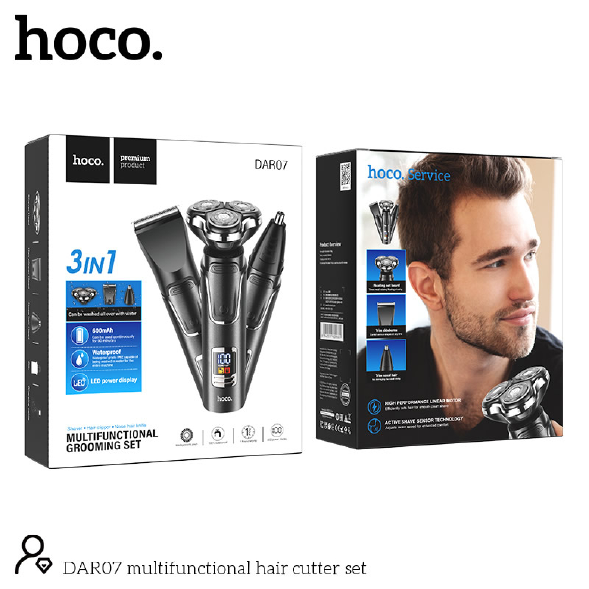 Hoco DAR07 Ξυριστική Μηχανή Προσώπου 3in1 - Μαύρη