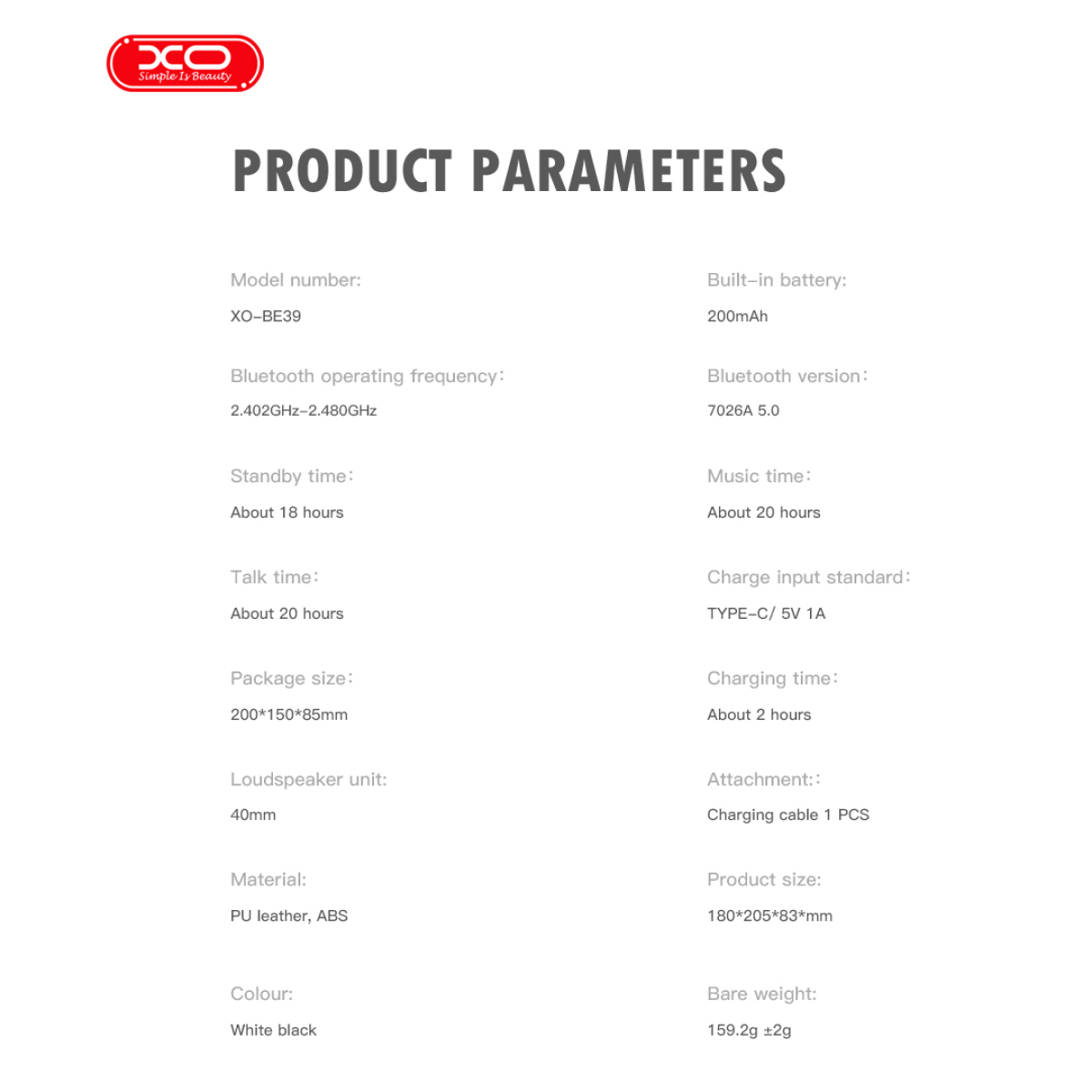 XO BE39 Ασύρματα Ακουστικά Bluetooth Over-Ear με Μικρόφωνο, AUX & 20 Ώρες Χρήσης – Λευκά