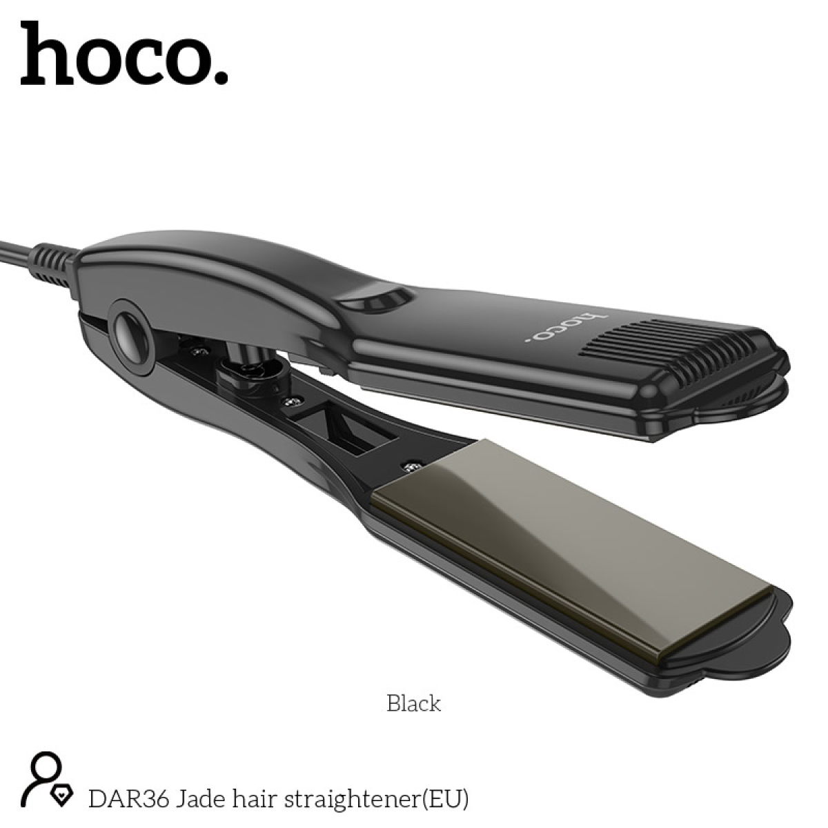 Hoco DAR36 Πρέσα Μαλλιών 45W με Κεραμικές Πλάκες & Ρύθμιση Θερμοκρασίας – Μαύρη