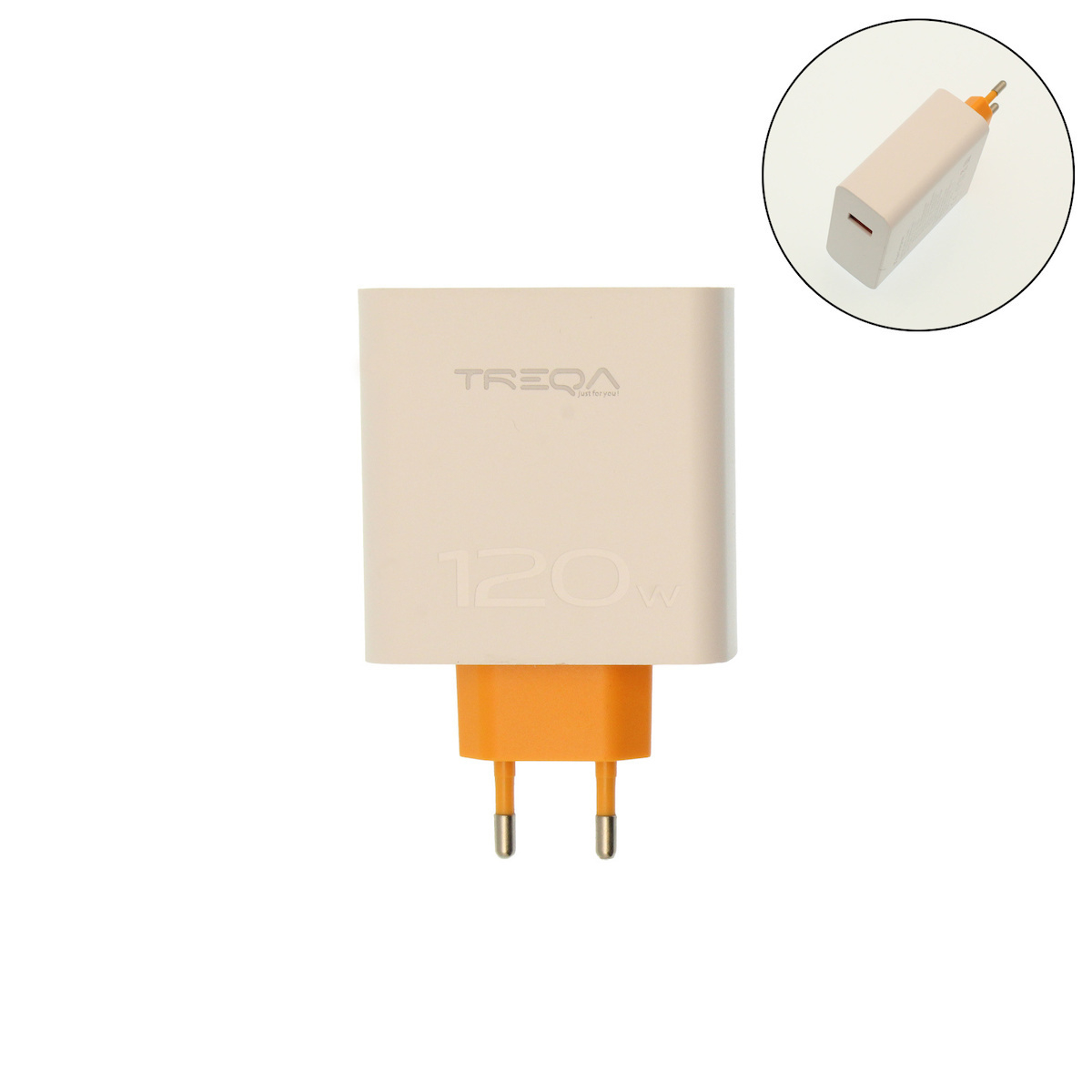 Treqa CH-646 Φορτιστής Ταχείας Φόρτισης 120W με Καλώδιο USB-C – Λευκός