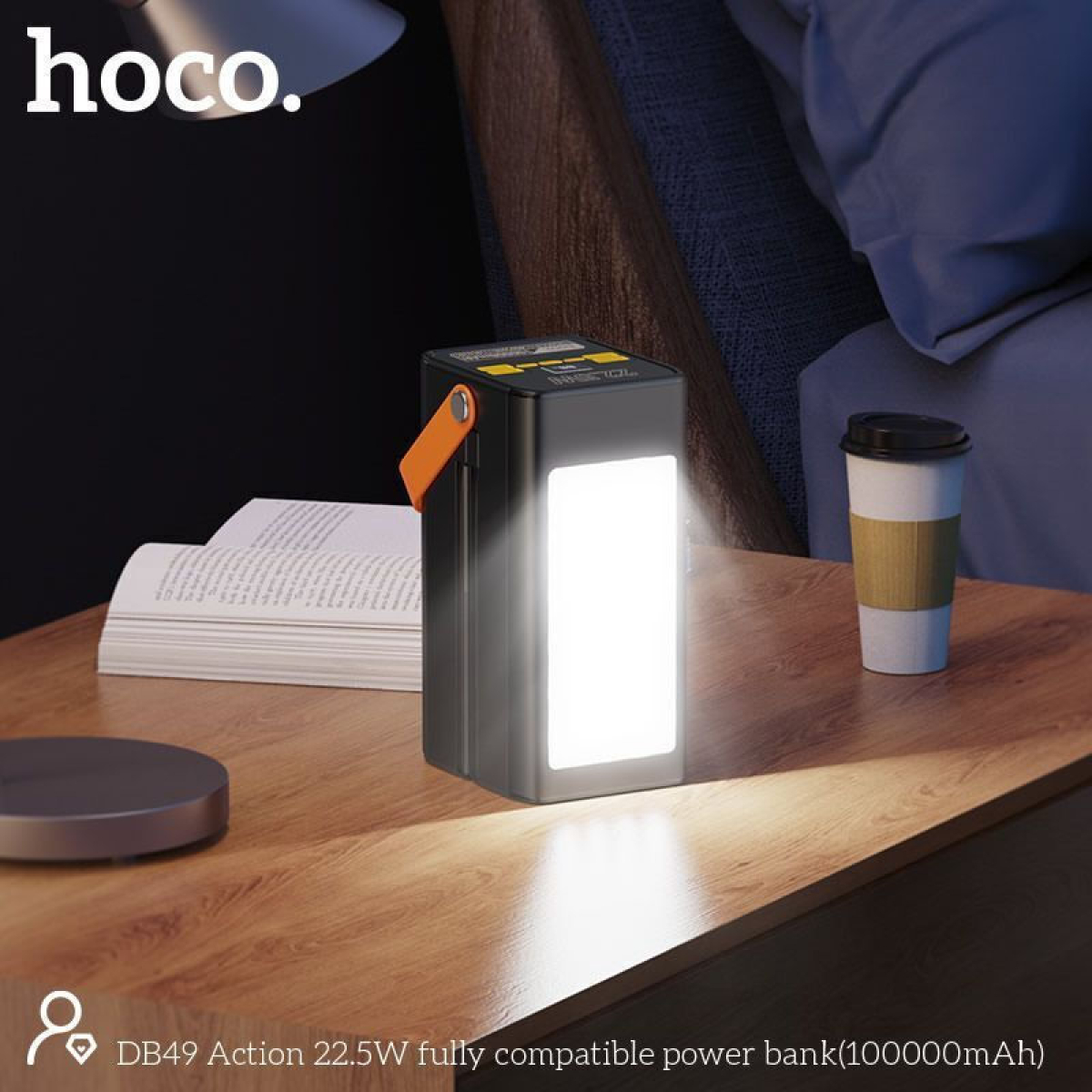 Hoco Action DB49 Power Bank 100000mAh με PD & QC, 4 Θύρες USB, Type-C και Ενσωματωμένο Φακό – Μαύρο