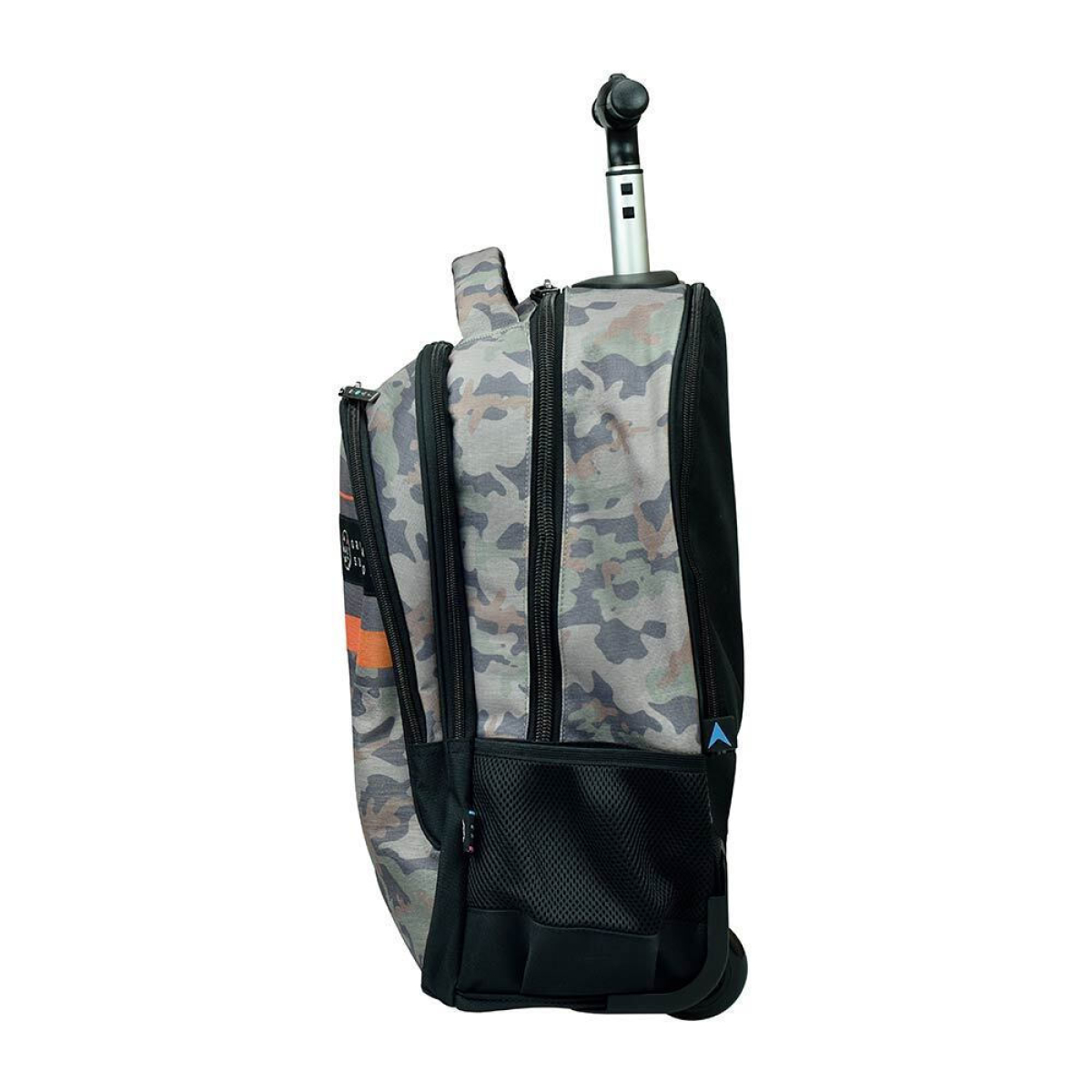 Trolley Σχολική Τσάντα Maui Retro Camo 53x37x28cm – Με Ανατομική Πλάτη, Προστασία Ροδών & Μπρελόκ