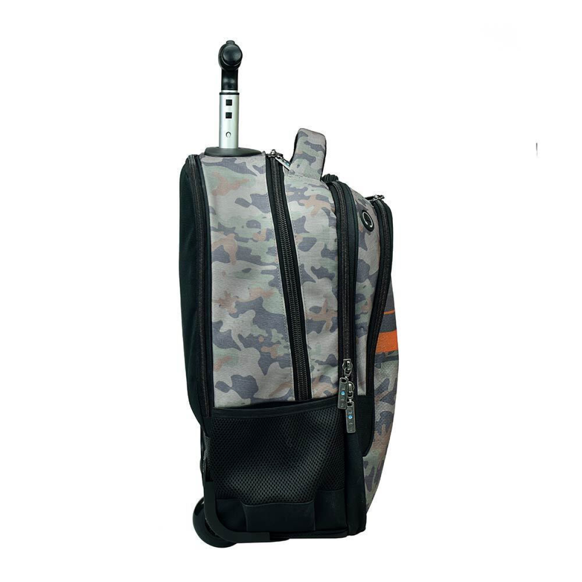 Trolley Σχολική Τσάντα Maui Retro Camo 53x37x28cm – Με Ανατομική Πλάτη, Προστασία Ροδών & Μπρελόκ