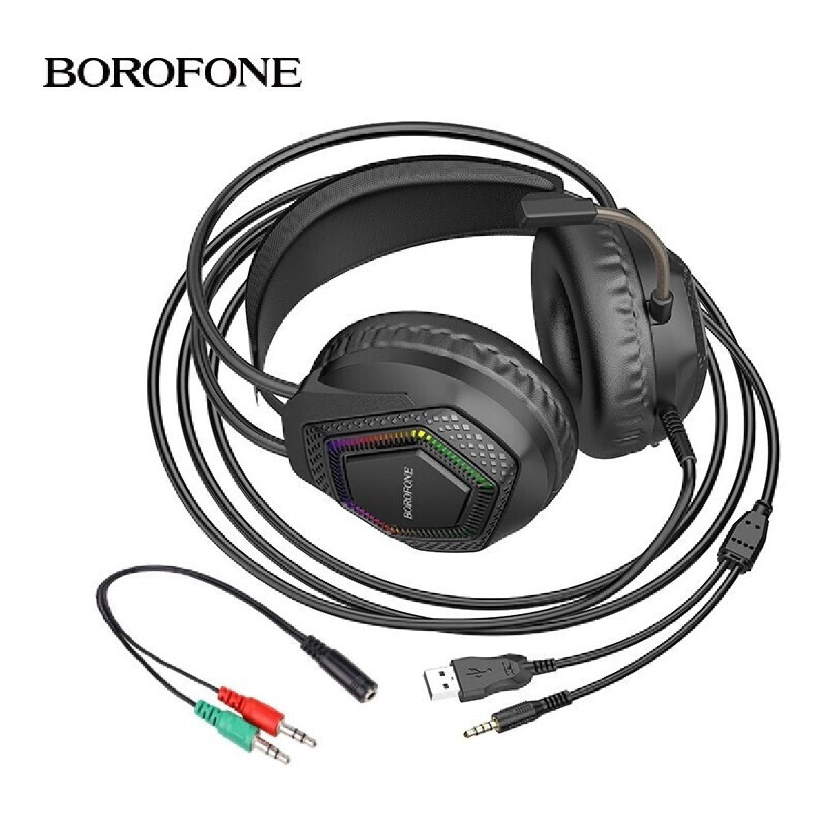 Borofone BO105 Thunder Gaming Ακουστικά με Μικρόφωνο, USB & 3.5mm, 50mm Drivers – Μαύρα