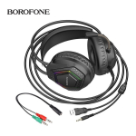 Borofone BO105 Thunder Gaming Ακουστικά με Μικρόφωνο, USB & 3.5mm, 50mm Drivers – Μαύρα