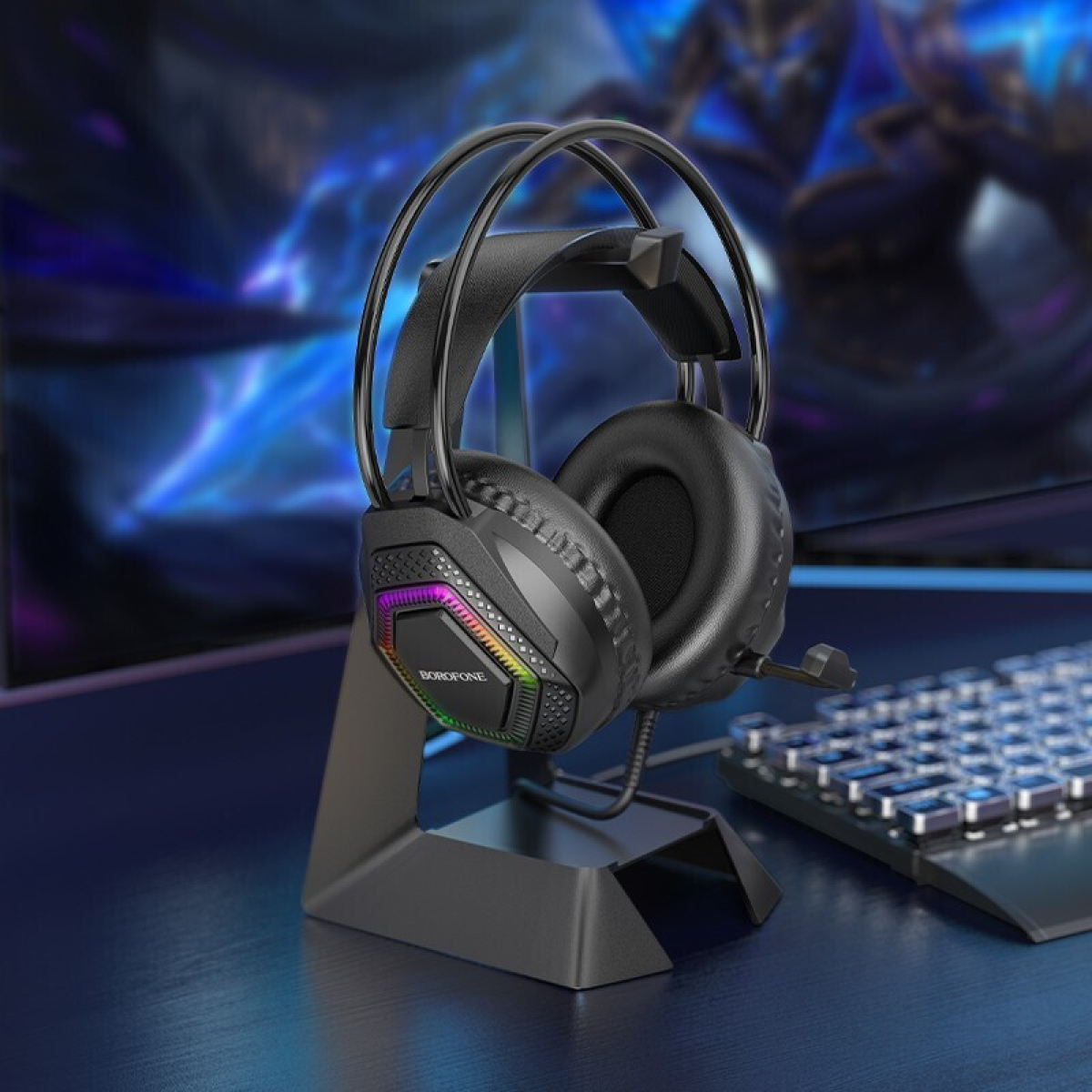 Borofone BO105 Thunder Gaming Ακουστικά με Μικρόφωνο, USB & 3.5mm, 50mm Drivers – Μαύρα