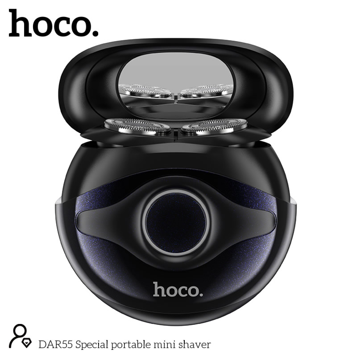 Hoco DAR55 Mini Handheld Shaver – Διπλή Κεφαλή, Επαναφορτιζόμενη, IP67, Type-C - Μαύρο