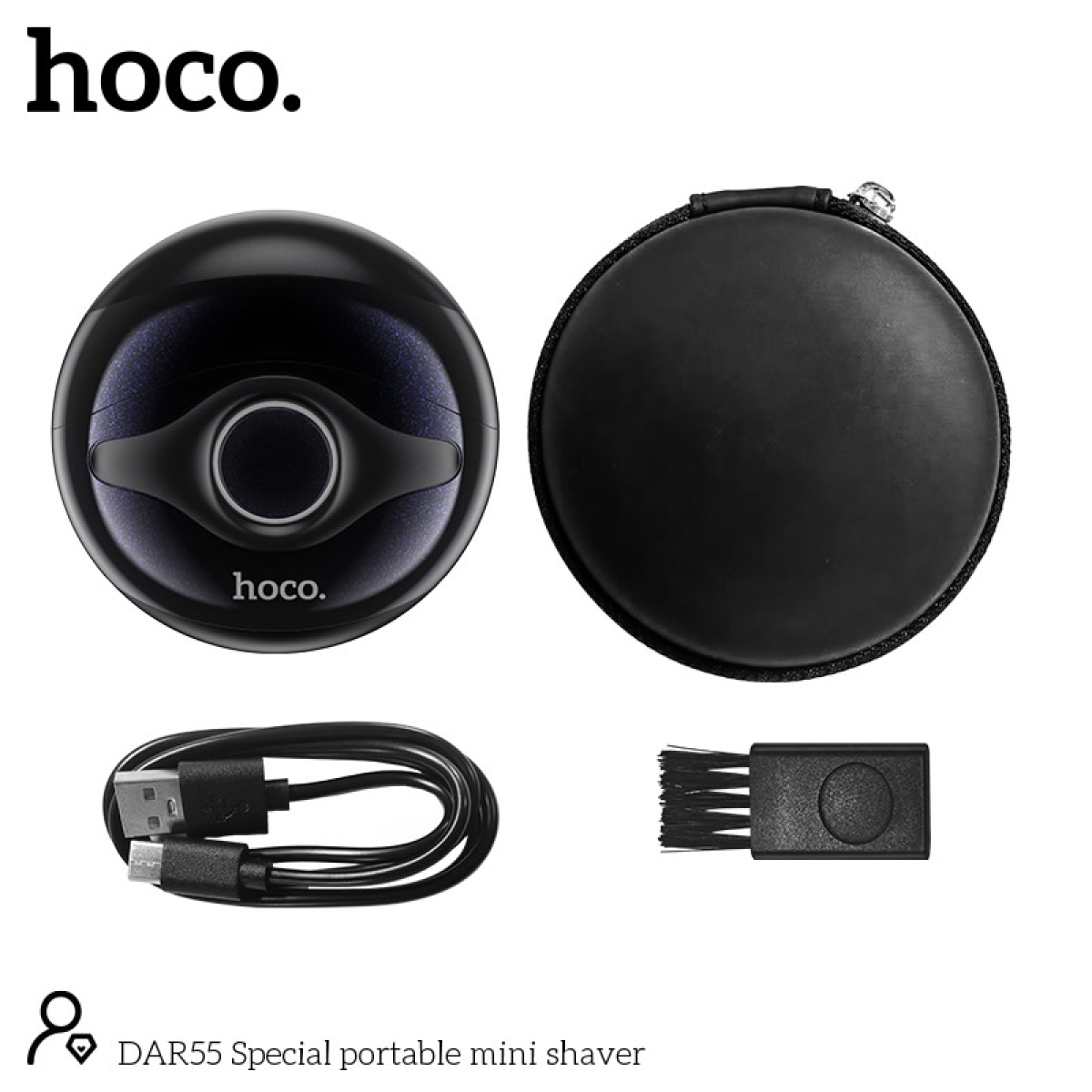 Hoco DAR55 Mini Handheld Shaver – Διπλή Κεφαλή, Επαναφορτιζόμενη, IP67, Type-C - Μαύρο