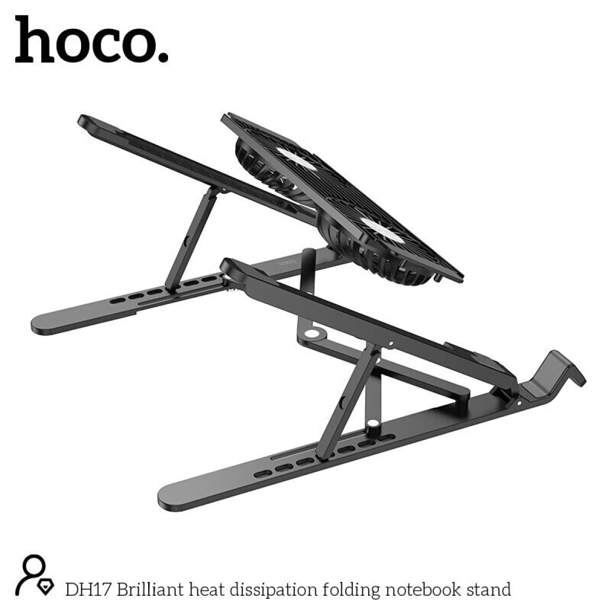 Hoco DH17 Cooling Pad με 2 Ανεμιστήρες & RGB Φωτισμό για Laptop έως 17.3” – Μαύρο