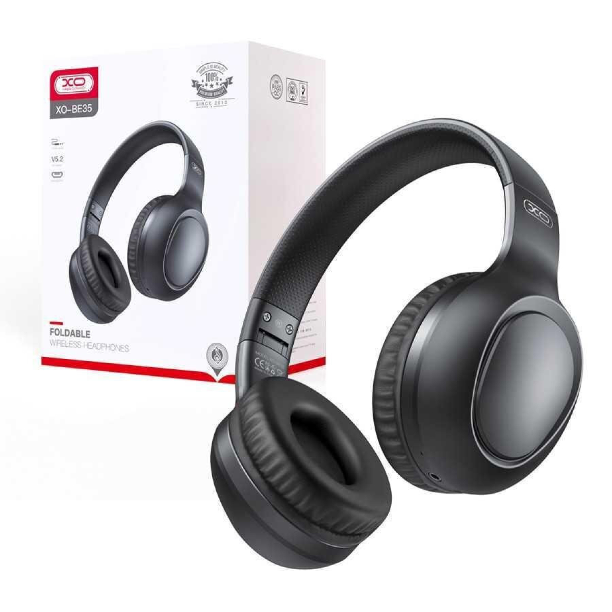 XO BE35 Ασύρματα Ακουστικά Bluetooth On-Ear με Μικρόφωνο & Αναδιπλούμενο Σχεδιασμό – Μαύρα