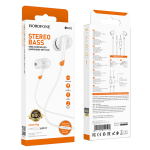 BOROFONE BM92 Refined – Ενσύρματα Ακουστικά με Μικρόφωνο & Κουμπί Ελέγχου – Λευκά