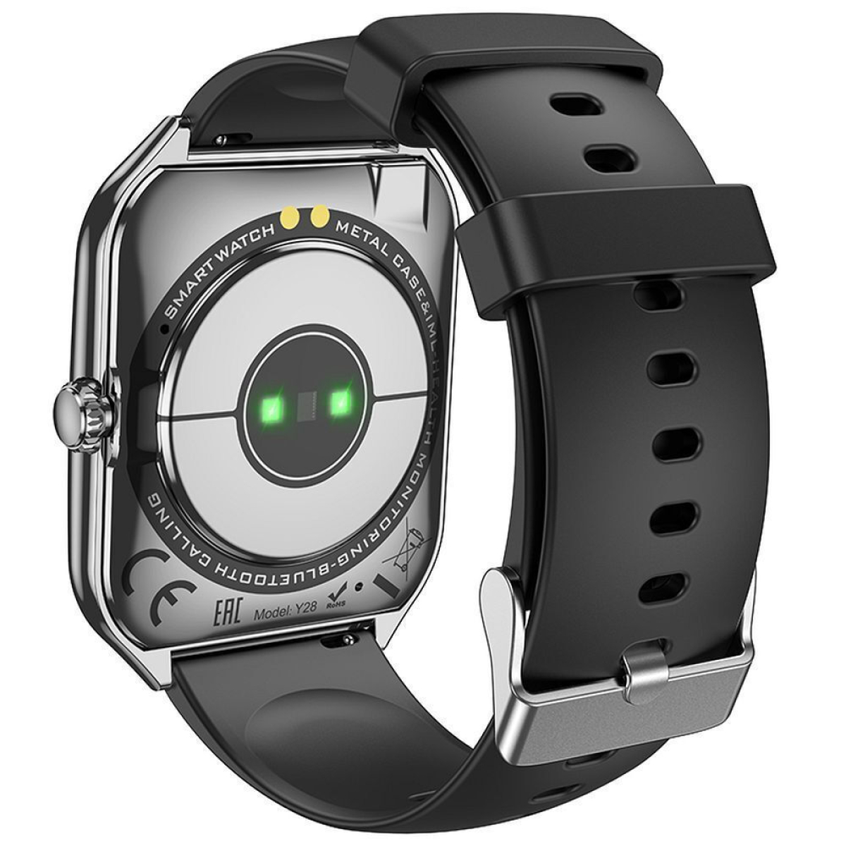 Hoco Y28 Smartwatch AMOLED με Λειτουργία Κλήσεων – Μαύρο (IP67) + Μαύρο & Καφέ Λουράκι