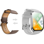 Hoco Y28 Smartwatch AMOLED με Λειτουργία Κλήσεων, IP67 + Μαύρο & Καφέ Λουράκι - Ασημί