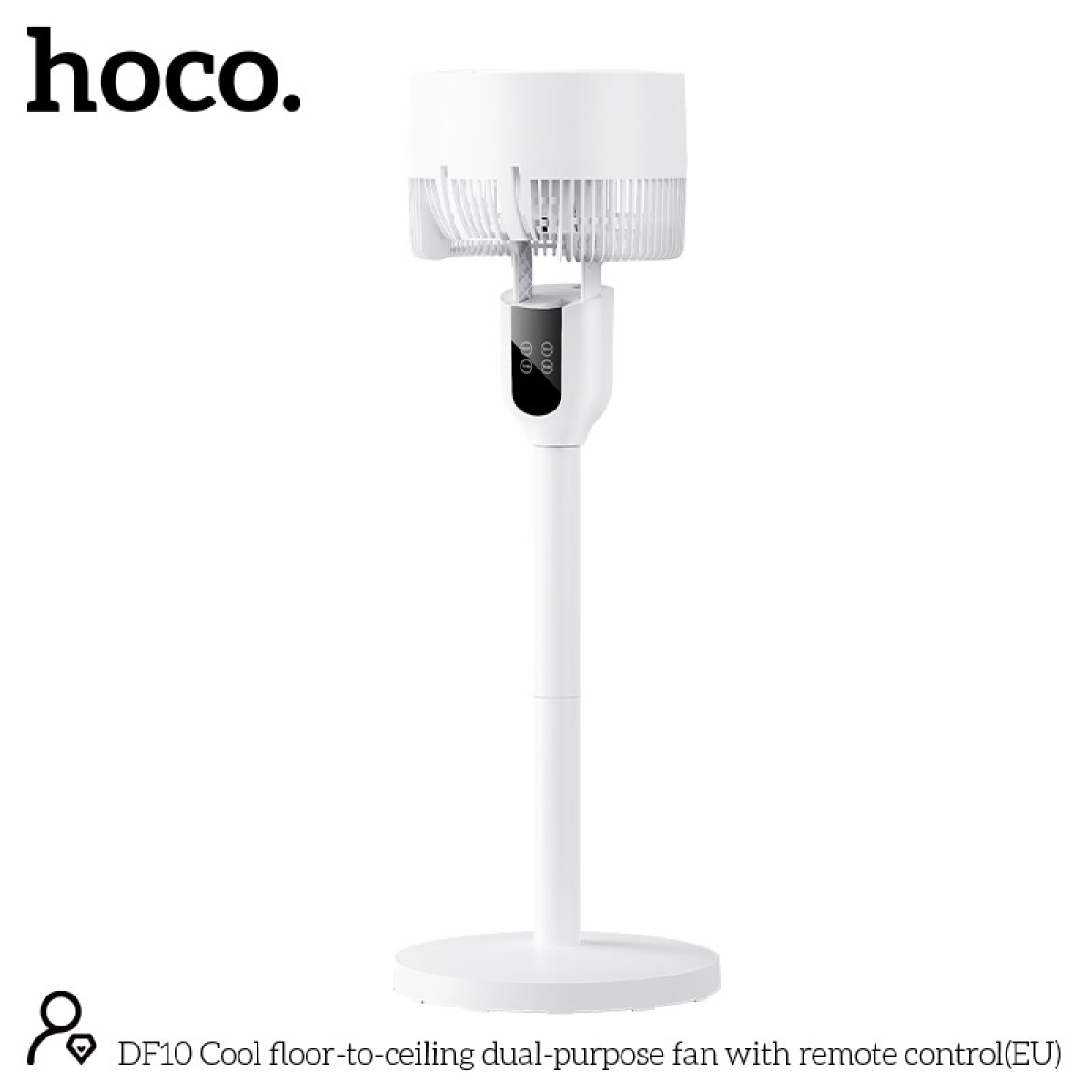 Hoco DF10 Ανεμιστήρας Ορθοστάτης με Τηλεχειριστήριο, 3 Ταχύτητες, Touch Panel & Ρυθμιζόμενο Ύψος – Λευκός