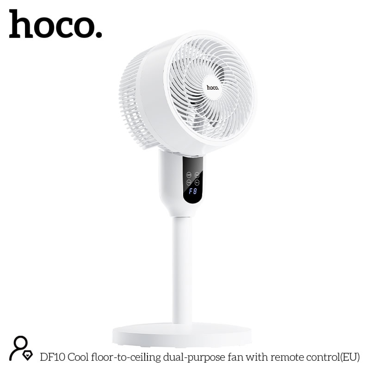 Hoco DF10 Ανεμιστήρας Ορθοστάτης με Τηλεχειριστήριο, 3 Ταχύτητες, Touch Panel & Ρυθμιζόμενο Ύψος – Λευκός