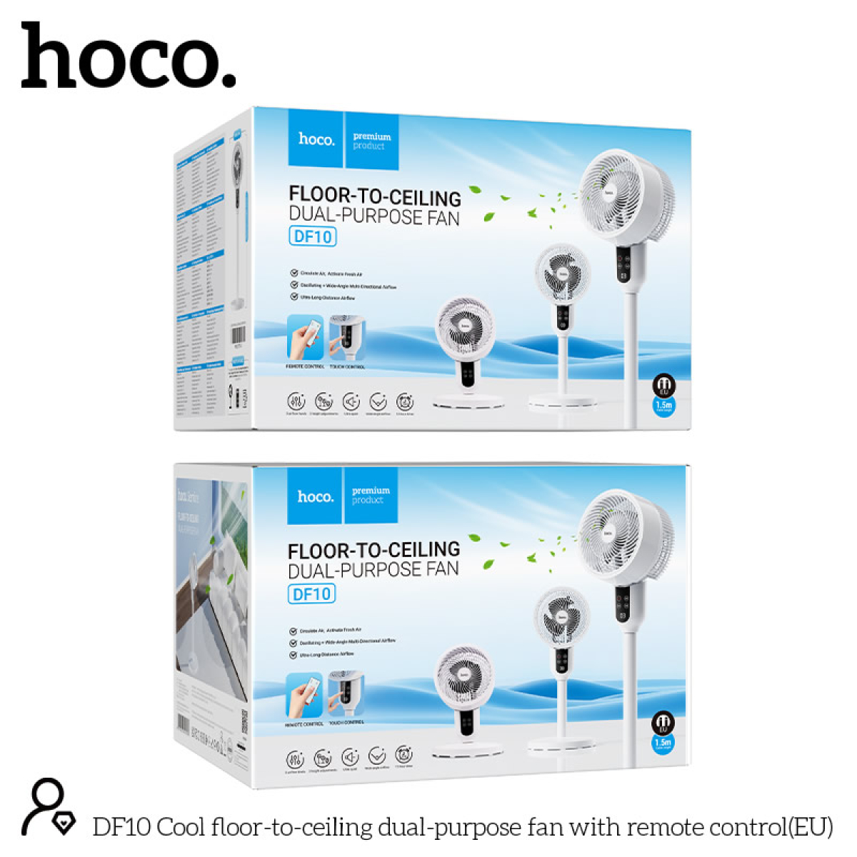 Hoco DF10 Ανεμιστήρας Ορθοστάτης με Τηλεχειριστήριο, 3 Ταχύτητες, Touch Panel & Ρυθμιζόμενο Ύψος – Λευκός
