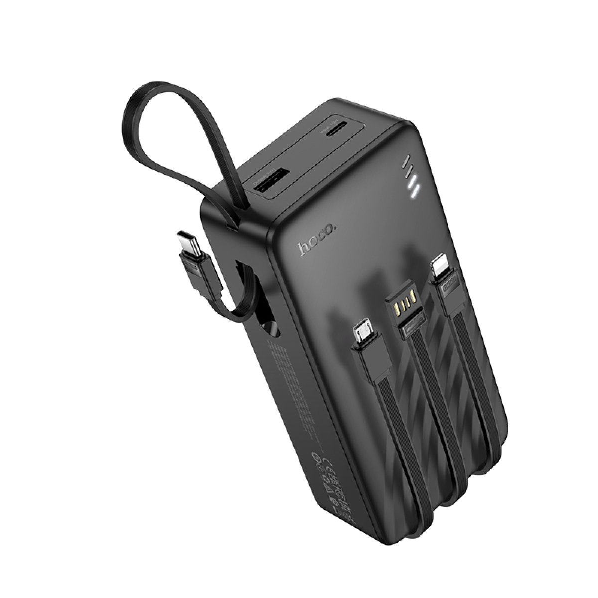 Hoco J146B Night Tide Power Bank 30000mAh 20W με 4 Ενσωματωμένα Καλώδια & USB-A – Μαύρο