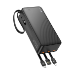 Hoco J146B Night Tide Power Bank 30000mAh 20W με 4 Ενσωματωμένα Καλώδια & USB-A – Μαύρο