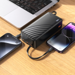 Hoco J146B Night Tide Power Bank 30000mAh 20W με 4 Ενσωματωμένα Καλώδια & USB-A – Μαύρο