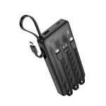 Hoco J146 “Night Tide” Power Bank 10000mAh με 4 Καλώδια & Ένδειξη LED – Μαύρο