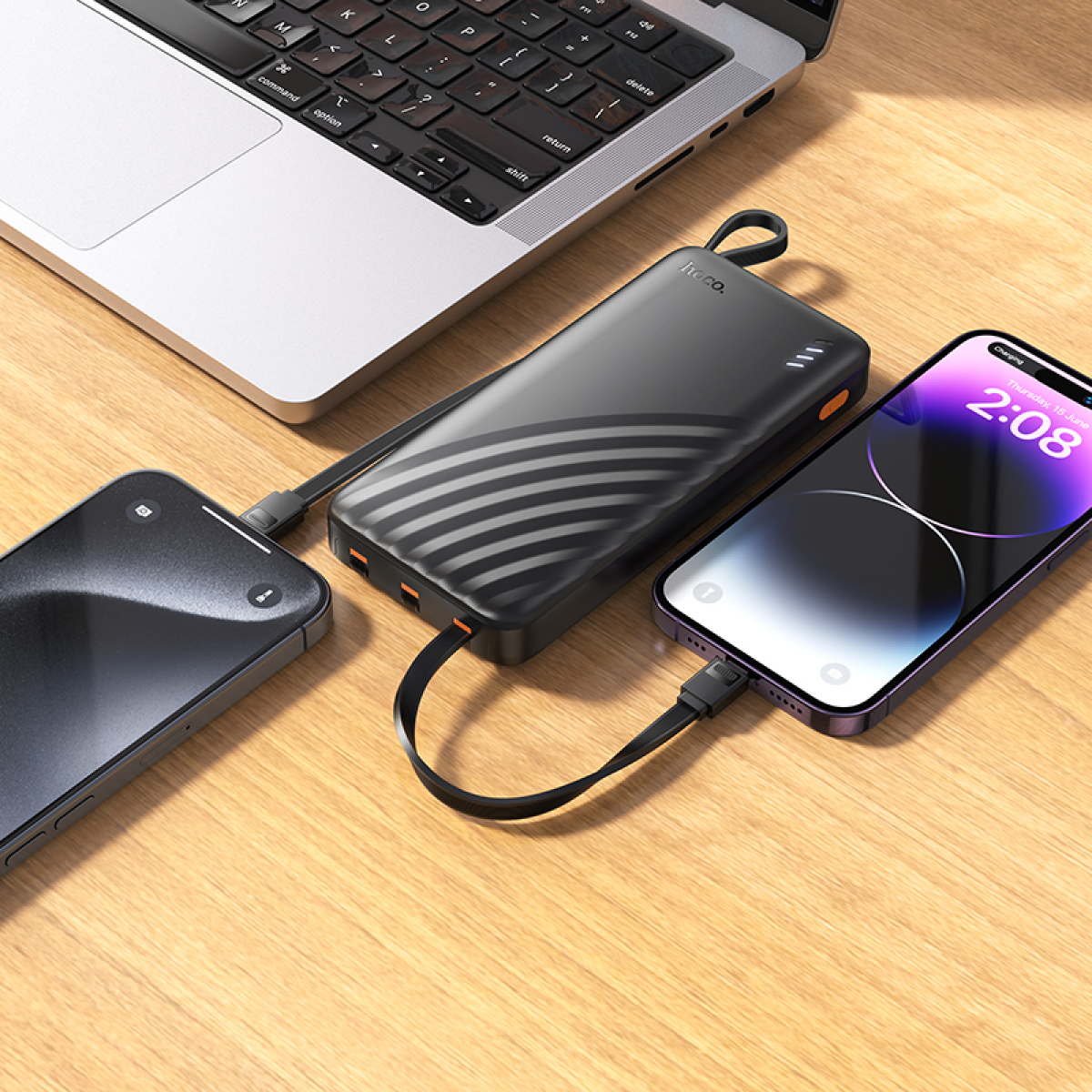 Hoco J146 “Night Tide” Power Bank 10000mAh με 4 Καλώδια & Ένδειξη LED – Μαύρο