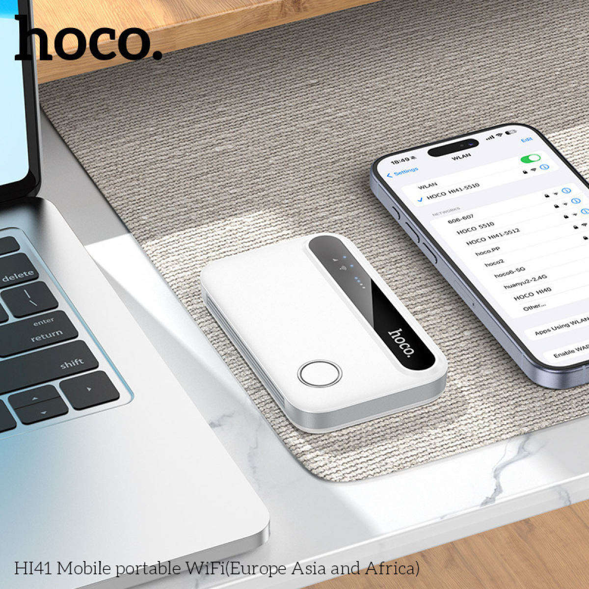 Hoco HI41 Ασύρματο 4G Mobile Router Wi‑Fi 6 | Φορητό Wi-Fi για Ευρώπη, Ασία & Αφρική – Λευκό