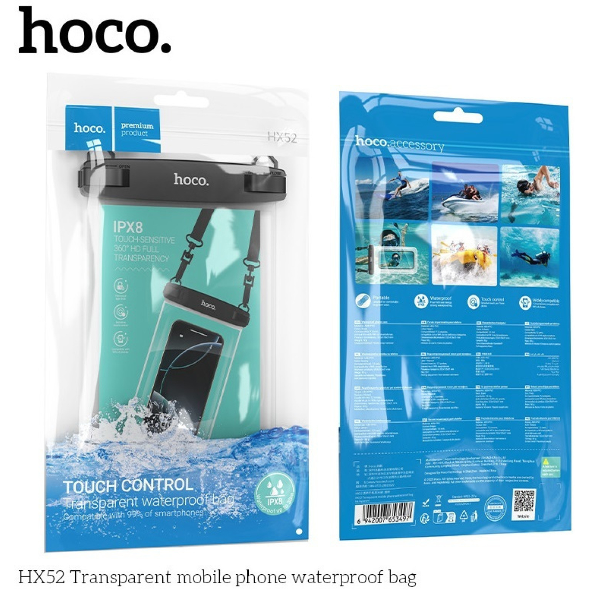 Hoco HX52 Διάφανη Αδιάβροχη Θήκη Κινητού – IPX8 Πιστοποίηση, έως 7.2"