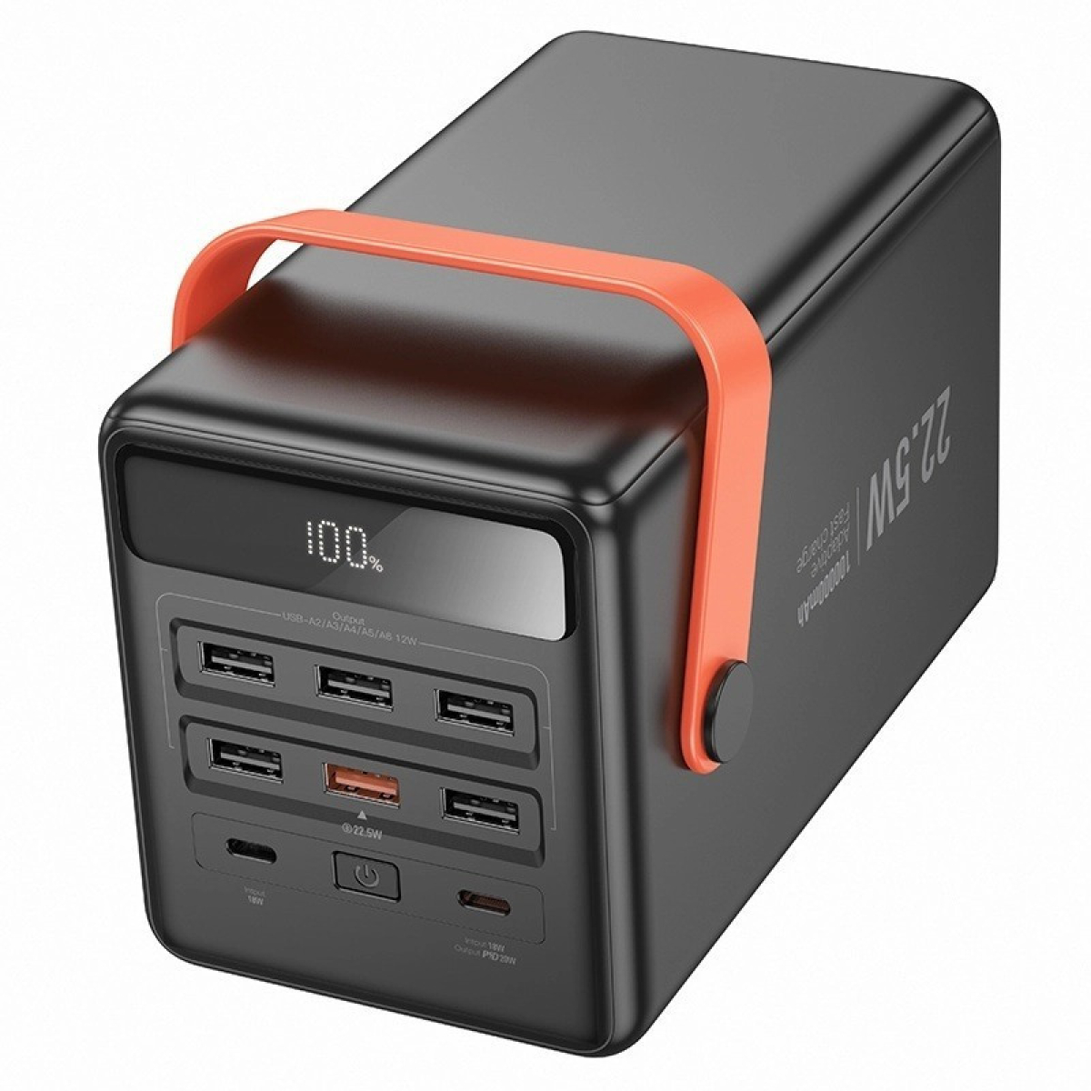 Hoco J142 Power Bank 100000mAh 22.5W με 8 Θύρες (6x USB-A, 2x USB-C) – Μαύρο