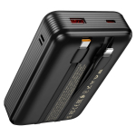 Hoco Q37A Graceful Power Bank 20000mAh 22.5W με Θύρα USB-A, USB-C και 2 Ενσωματωμένα Καλώδια – Μαύρο