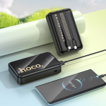 Hoco Q37A Graceful Power Bank 20000mAh 22.5W με Θύρα USB-A, USB-C και 2 Ενσωματωμένα Καλώδια – Μαύρο