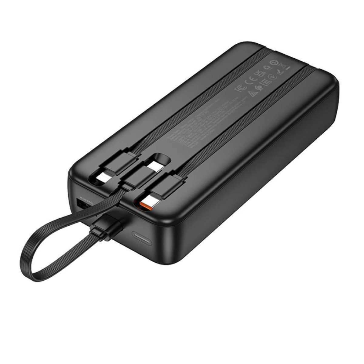 Hoco J132A Sabio Power Bank 20000mAh 22.5W + PD20W και 2 Ενσωματωμένα Καλώδια – Μαύρο