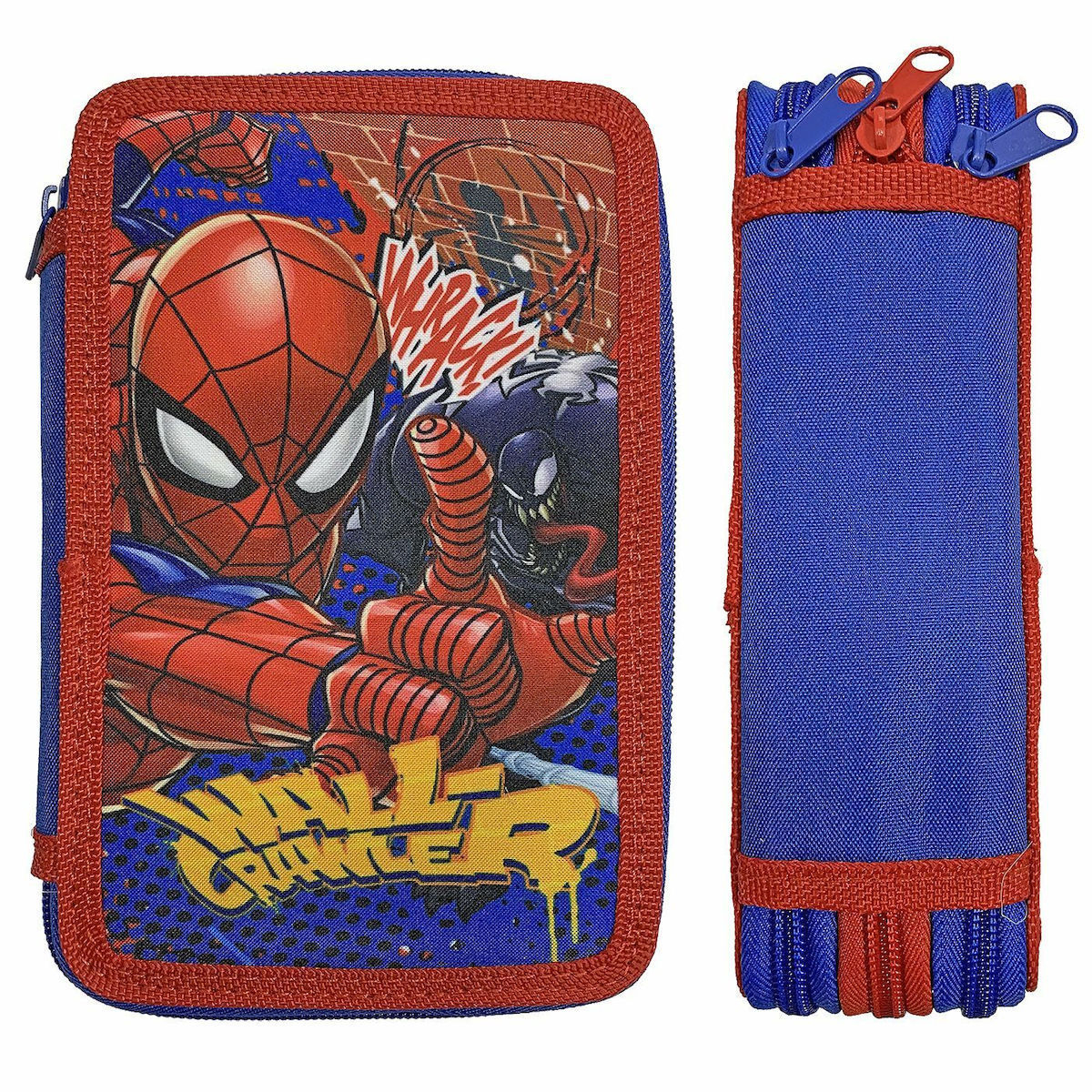 Κασετίνα Γεμάτη Τριπλή Spiderman με 3 Θήκες 19.5x12.5x7cm – Παιδική Κασετίνα με Σχέδιο Σπάιντερμαν