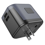 Borofone BAC12 Universal Travel Adapter με 2 Θύρες USB-A, 1 Θύρα USB-C & Πρίζα – Μαύρο