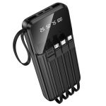 Borofone BJ76 Smart Power Bank 10000mAh με 4 Ενσωματωμένα Καλώδια & LED Ένδειξη – Μαύρο