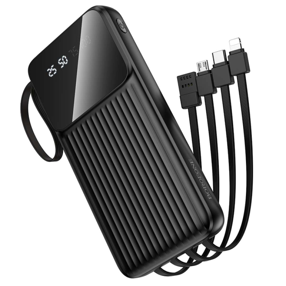 Borofone BJ76 Smart Power Bank 10000mAh με 4 Ενσωματωμένα Καλώδια & LED Ένδειξη – Μαύρο