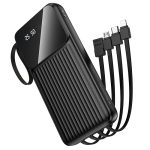 Borofone BJ76 Smart Power Bank 10000mAh με 4 Ενσωματωμένα Καλώδια & LED Ένδειξη – Μαύρο