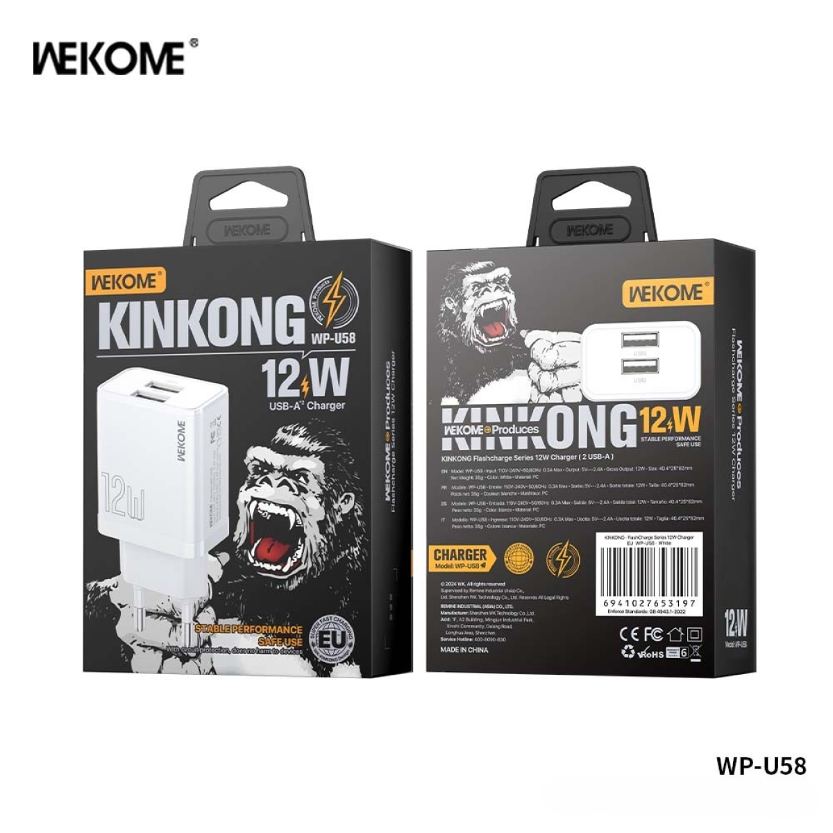 WEKOME WP-U58 Φορτιστής Ρεύματος 12W με 2 Θύρες USB – Λευκός