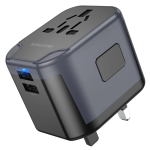 Borofone BAC12 Universal Travel Adapter με 2 Θύρες USB-A, 1 Θύρα USB-C & Πρίζα – Μαύρο